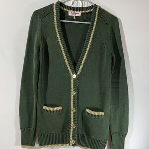 Juicy Couture Cardigan XS Green Gold Sweater Nwot University Collegiate varsity